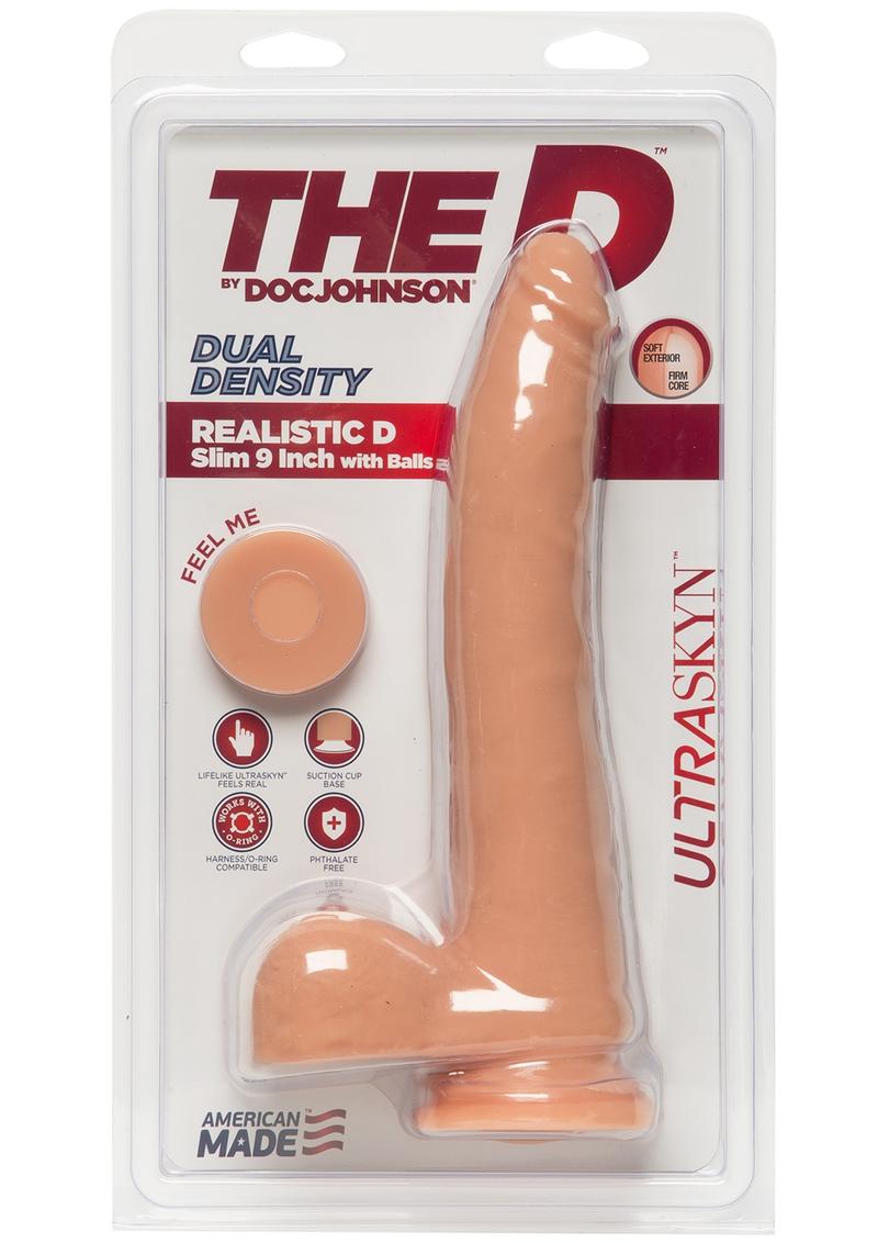 The D Realistic D Ultraskyn Slim Dildo with Balls