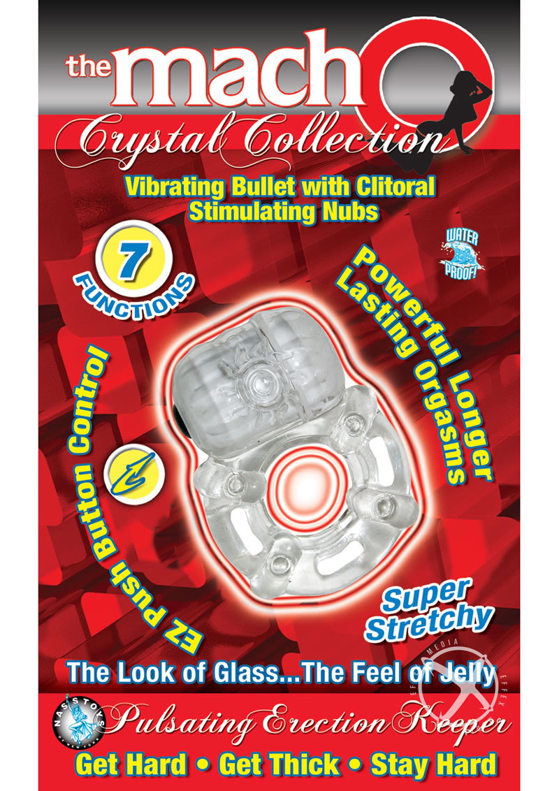 The Macho Crystal Collection Pulsating Erection Keeper Vibrating Cock Ring