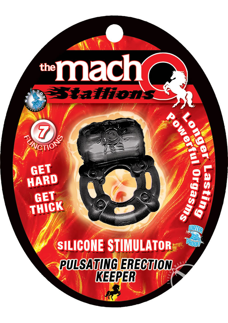 The Macho Stallions Pulsating Erection Keeper Silicone Vibrating Cock Ring