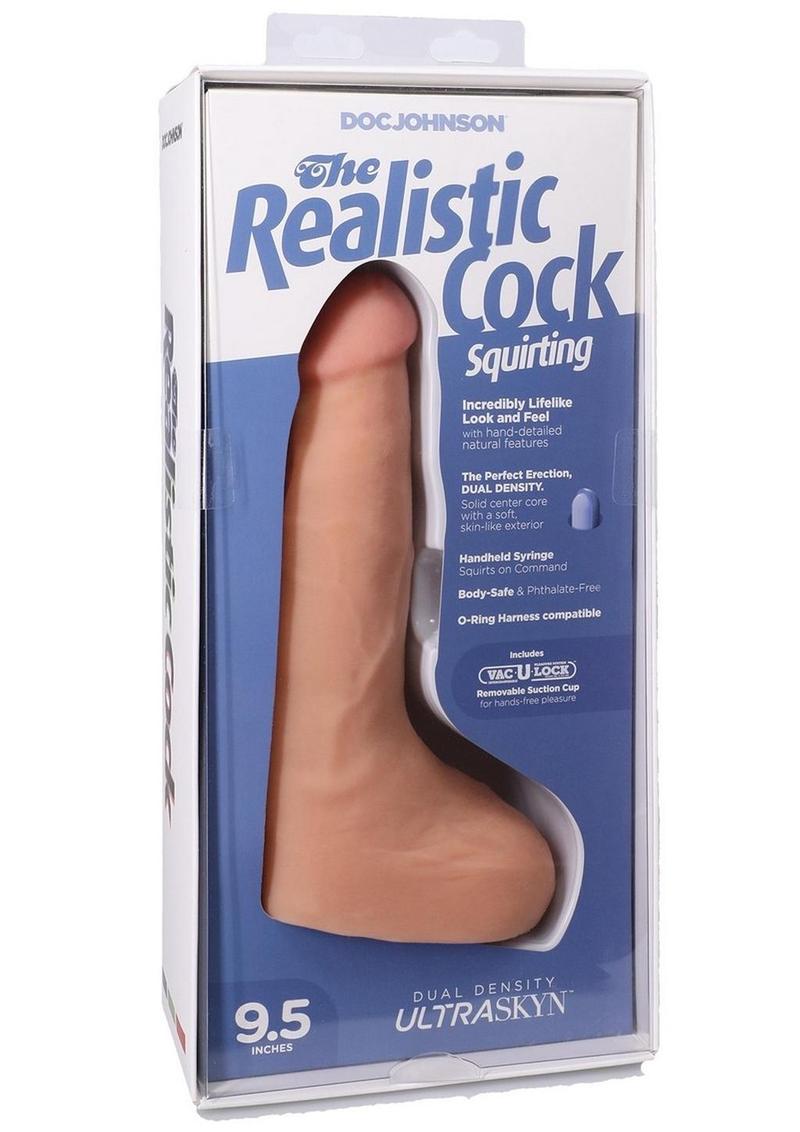 The Realistic Cock with Balls Ultraskyn Squirting with Removable Vac-U-Lock Suction Cup