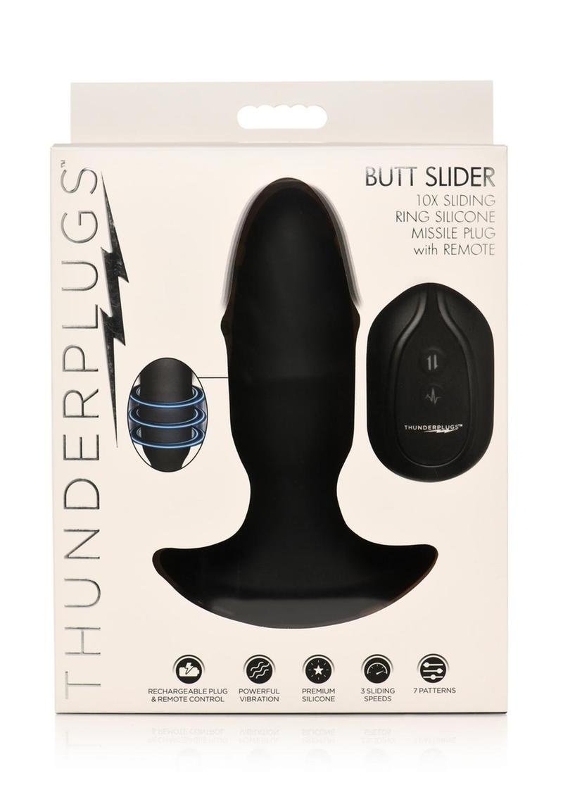 Thunder Plug Butt Slider 7x Sliding Ring Silicone Rechargeable Missle Plug with Remote Control