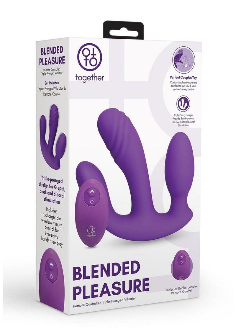 Together Blended Pleasure Rechargeable Silicone Triple Pronged Vibrator with Remote Control
