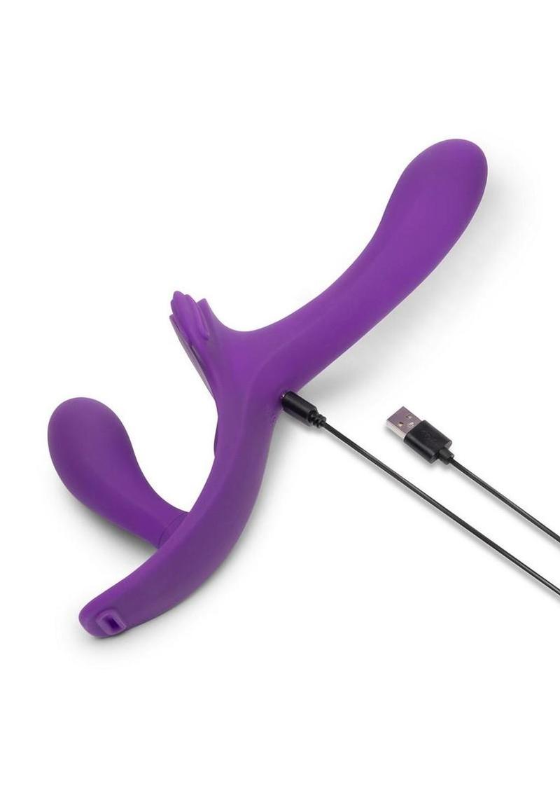 Together Lock-In Dual-Ended Vibrating Rechargeable Strap-On and Harness