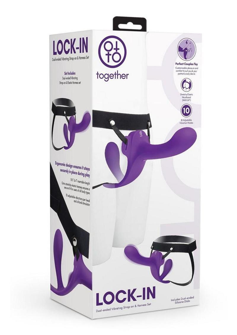 Together Lock-In Dual-Ended Vibrating Rechargeable Strap-On and Harness