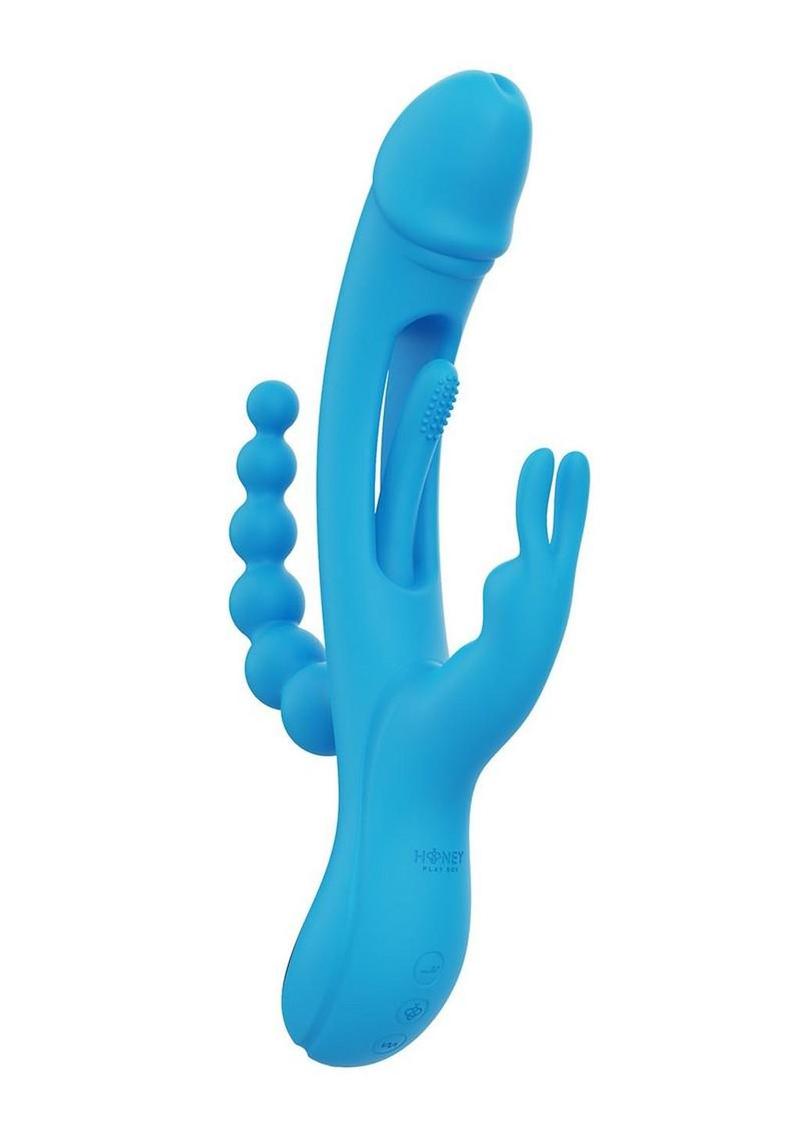 Trilux Kinky Finger Rechargeable Silicone Rabbit Vibrator with Anal Beads