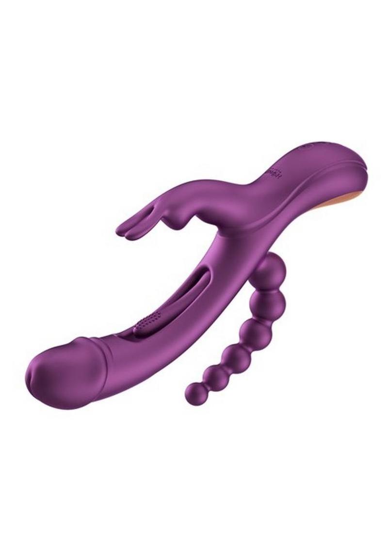 Trilux Kinky Finger Rechargeable Silicone Rabbit Vibrator with Anal Beads