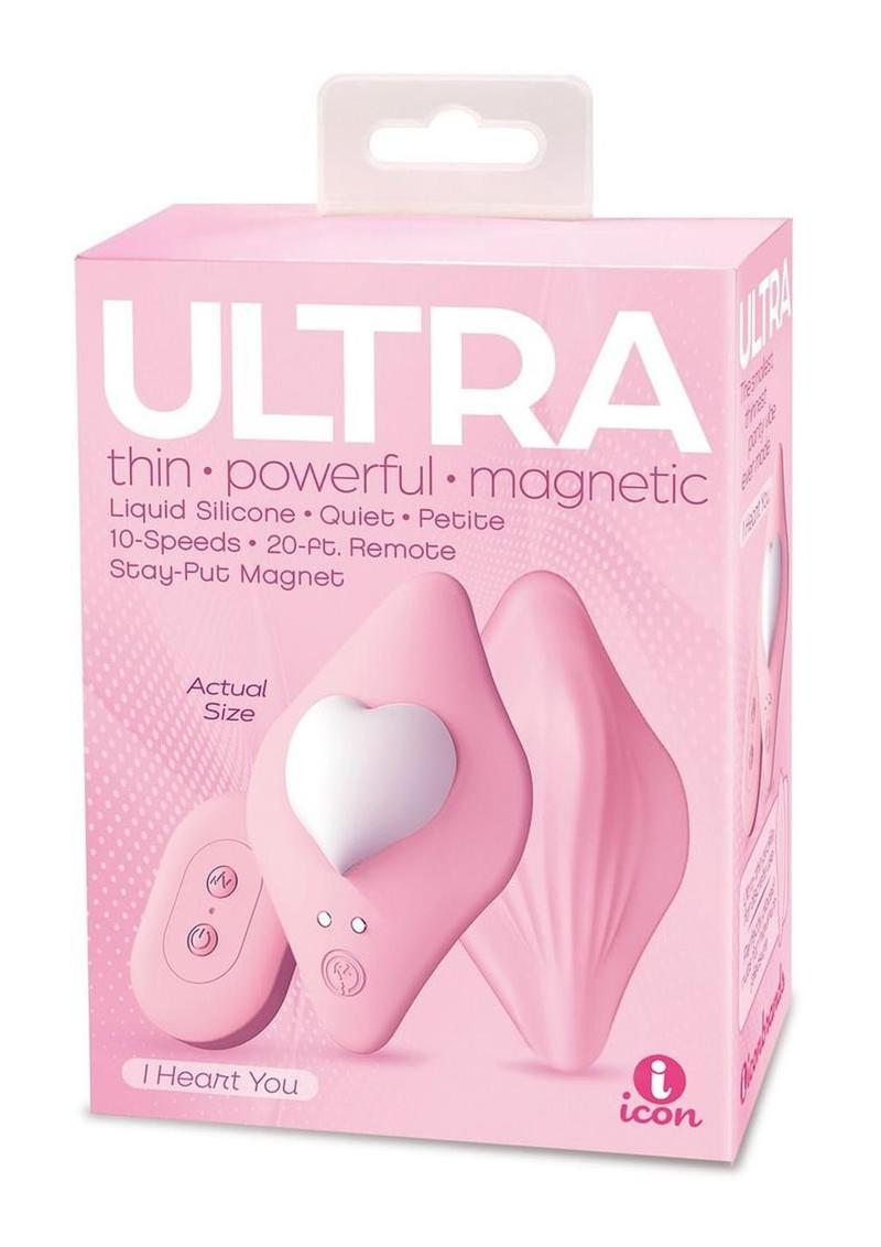 Ultra I Heart You Rechargeable Silicone Panty Vibe with Remote Control
