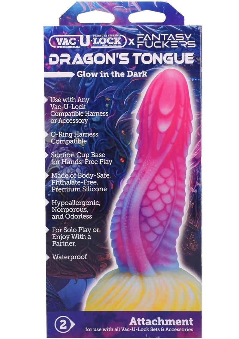 Vac-U-Lock Fantasy Fuckers Dragon's Tongue Glow In The Dark Silicone Dildo