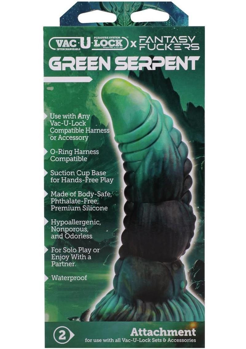 Vac-U-Lock Fantasy Fuckers Green Serpent Silicone Dildo