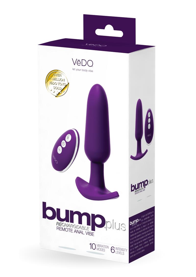 Vedo Bump Plus Rechargeable Silicone Anal Vibrator with Remote Control