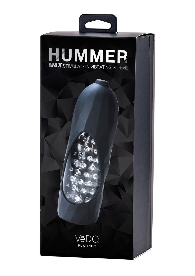 Vedo Hummer 2.0 Silicone Rechargeable Vibrating Stroker - Crystal Clear/Black Pearl