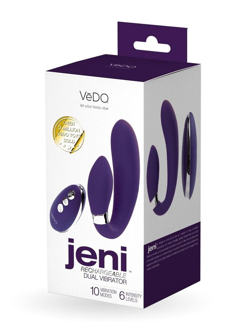 Vedo Jeni C-Shaped Rechargeable Silicone Dual Motor Vibrator with Remote Control