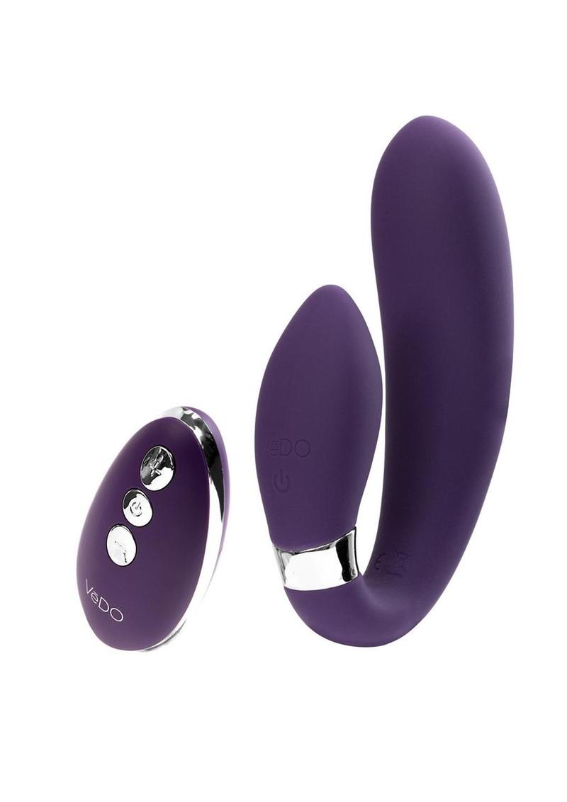 Vedo Jeni C-Shaped Rechargeable Silicone Dual Motor Vibrator with Remote Control