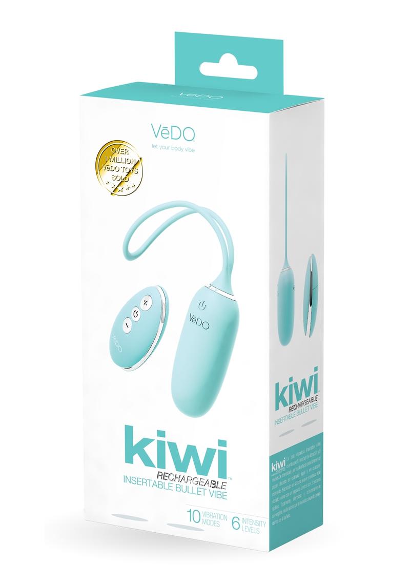 Vedo Kiwi Rechargeable Silicone Insertable Bullet Vibrator with Remote Control - Tease Me