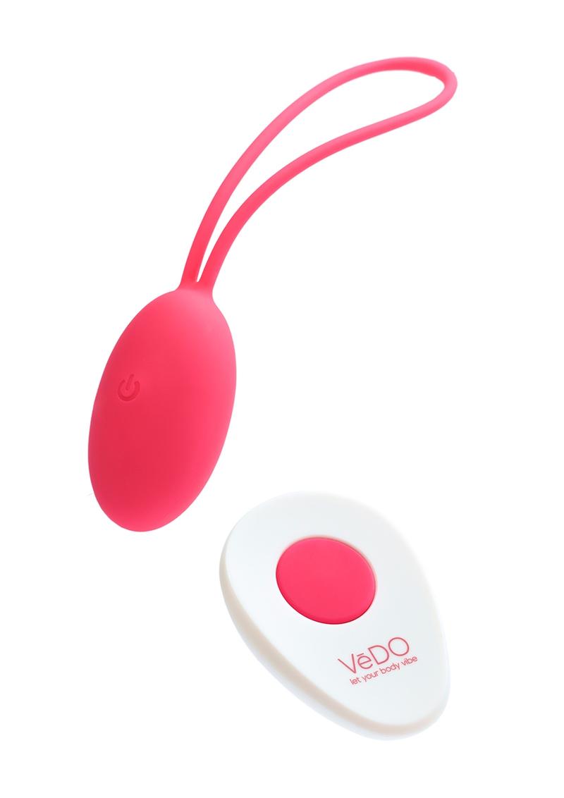 Vedo Peach Rechargeable Silicone Egg Vibrator with Remote Control - Foxy