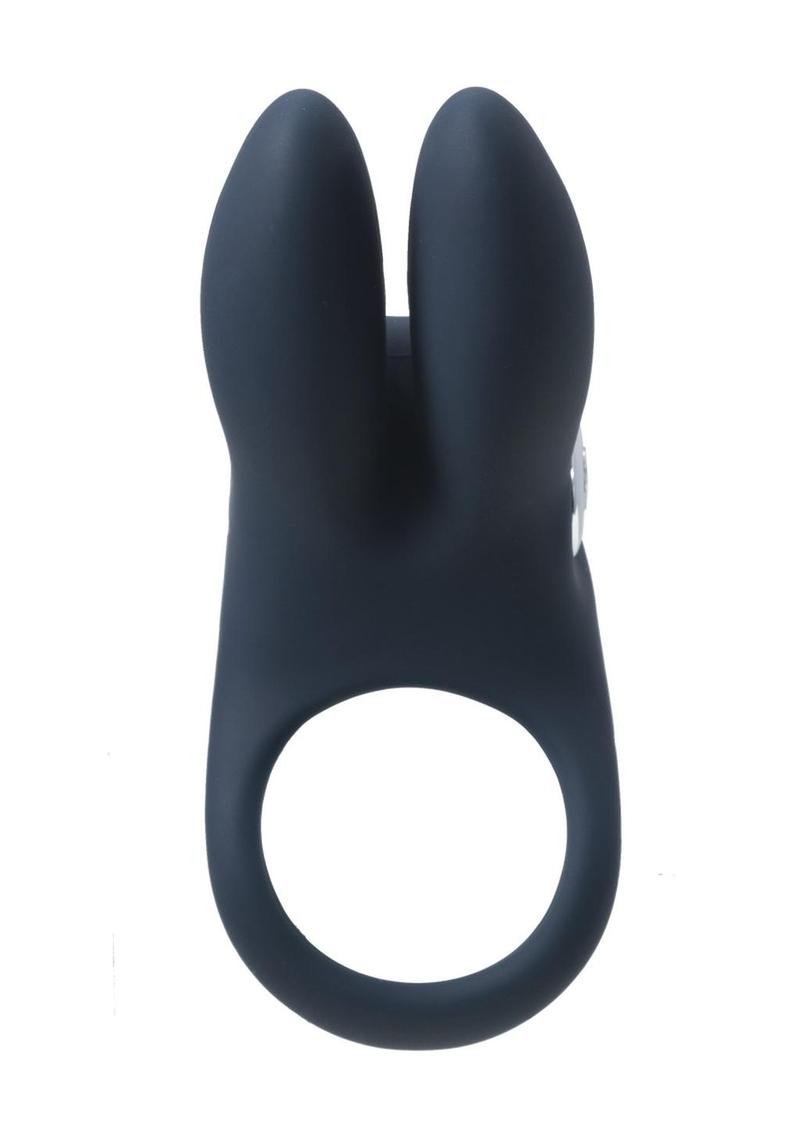 Vedo Sexy Bunny Rechargeable Silicone Couples Cock Ring - Black Pearl