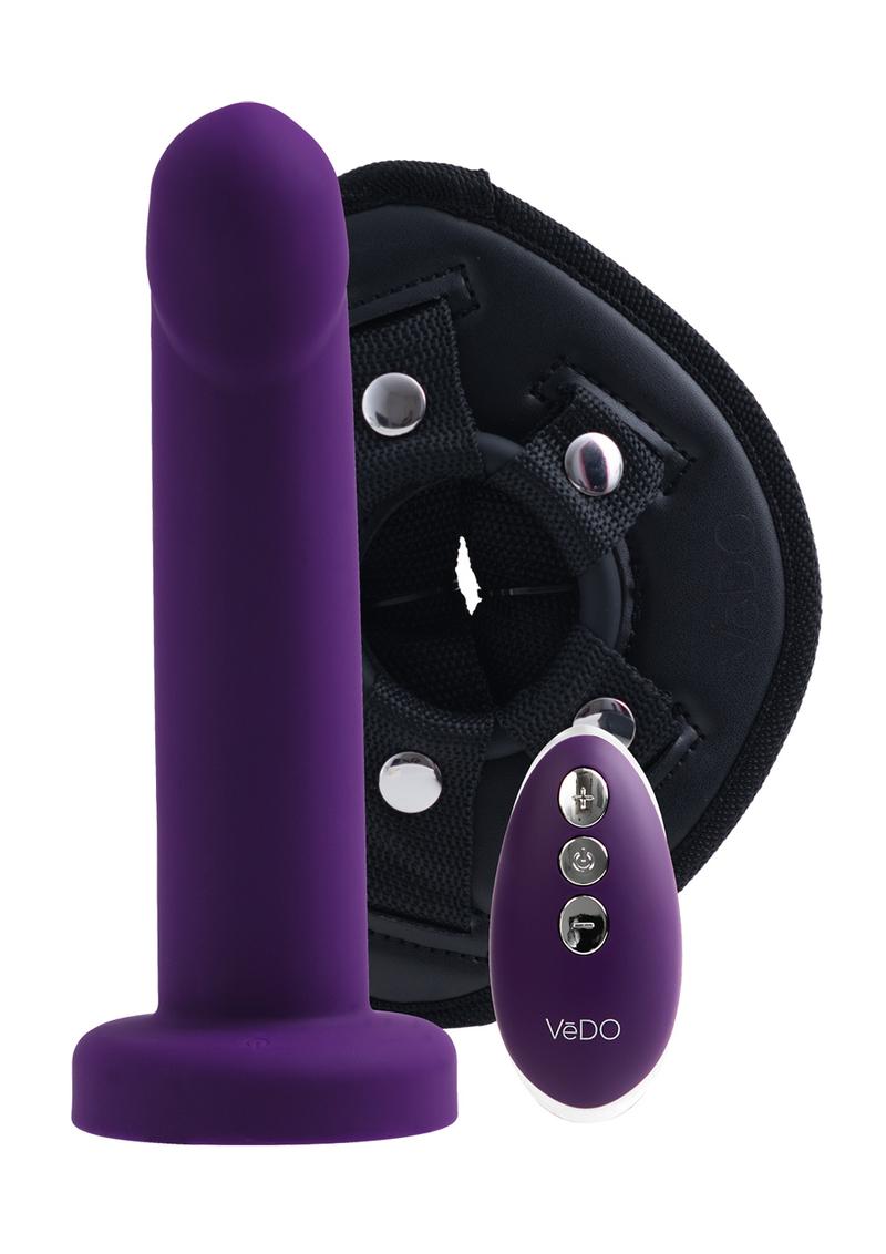 Vedo Strapped Silicone Rechargeable Vibrating Strap-On with Remote Control