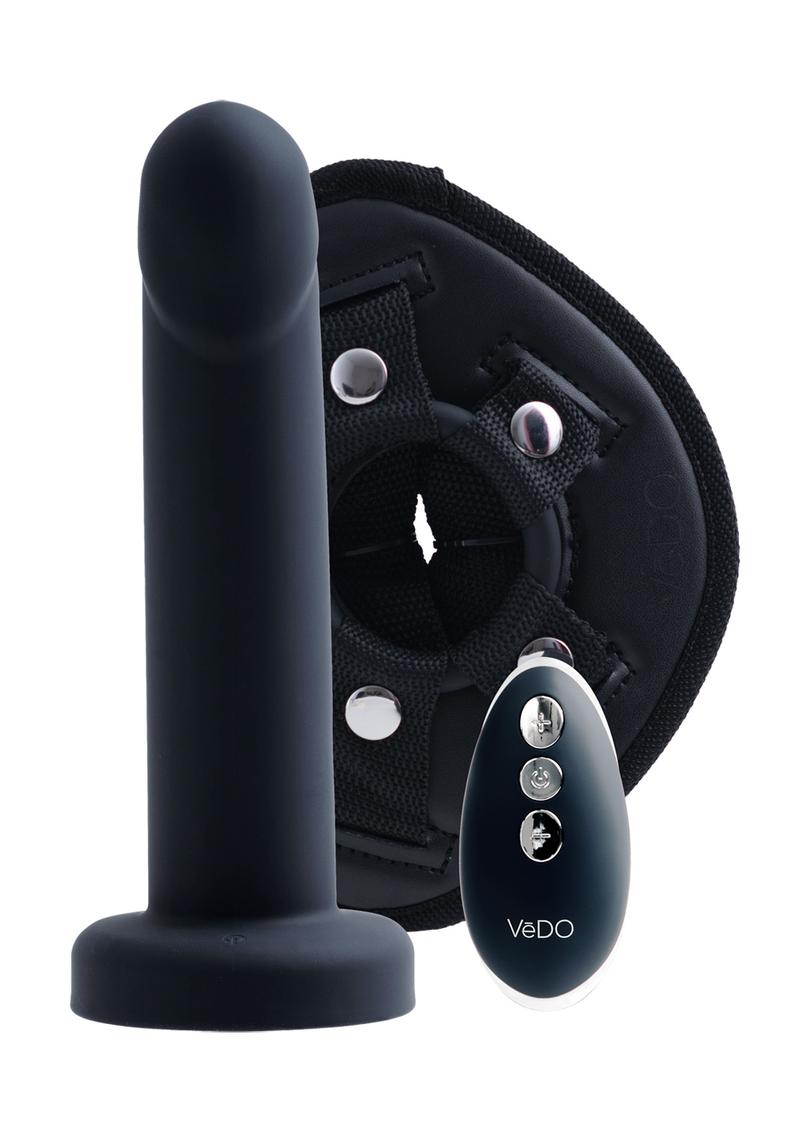 Vedo Strapped Silicone Rechargeable Vibrating Strap-On with Remote Control - Just