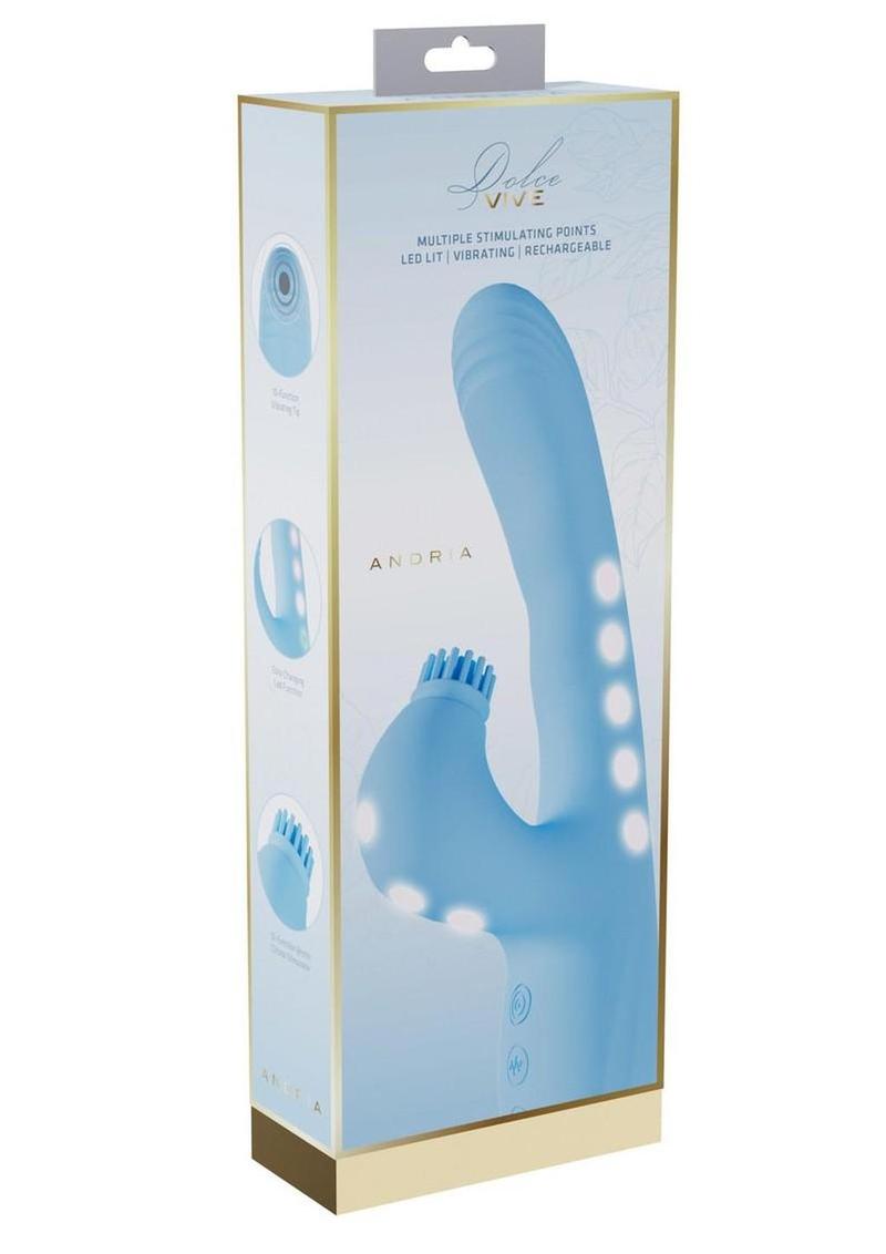Vive Andria Led Rechargeable Silicone Dual Motor G-Spot Vibrating and Tap Clit Stimulator