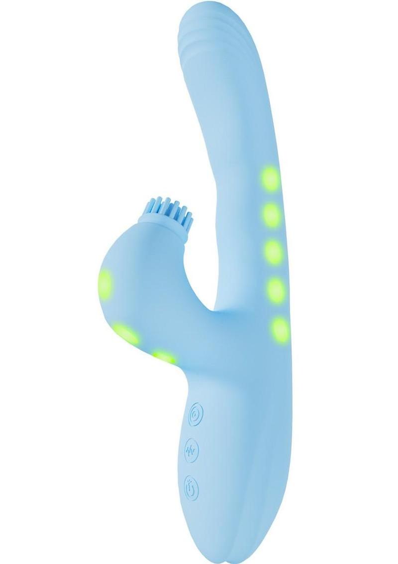 Vive Andria Led Rechargeable Silicone Dual Motor G-Spot Vibrating and Tap Clit Stimulator