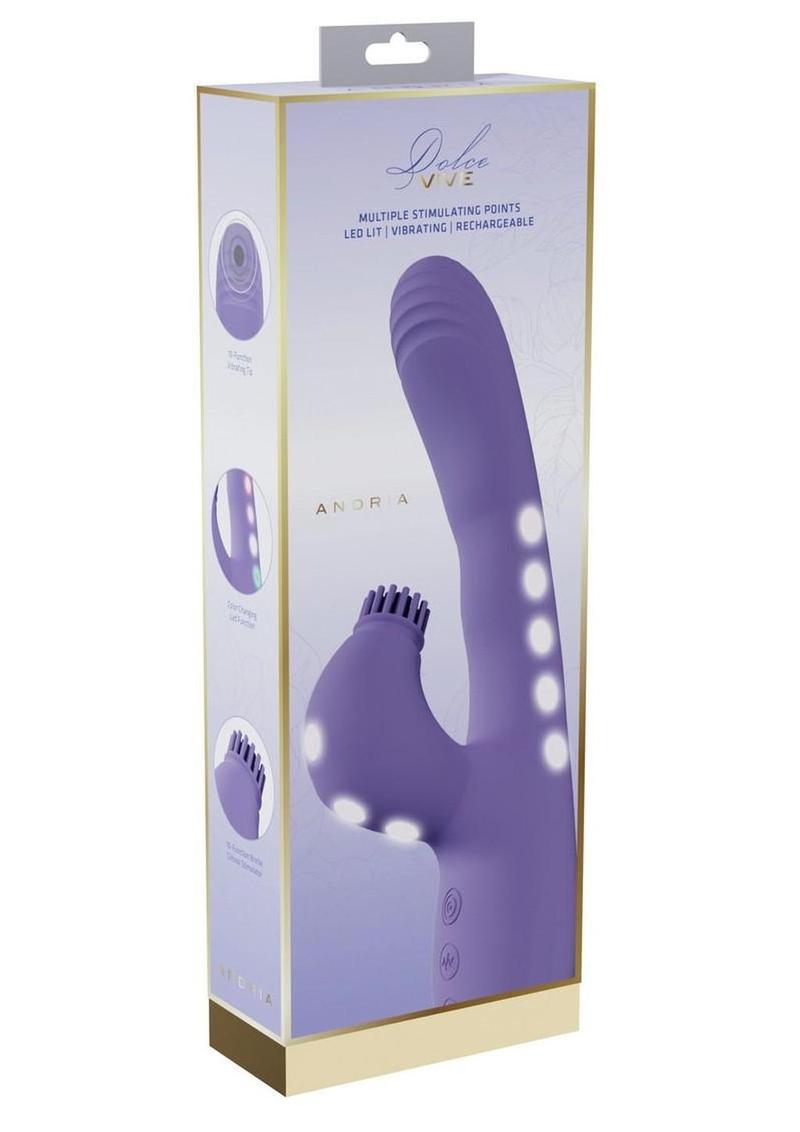 Vive Andria Led Rechargeable Silicone Dual Motor G-Spot Vibrating and Tap Clit Stimulator