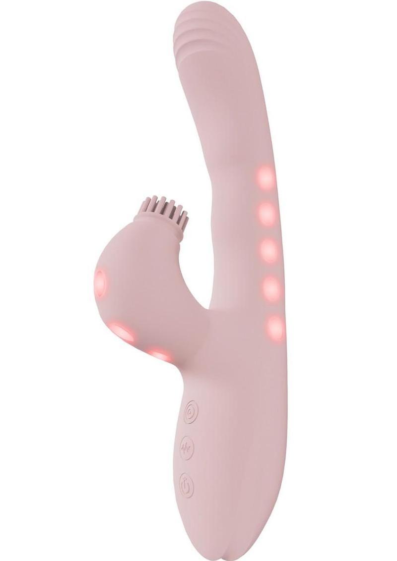 Vive Andria Led Rechargeable Silicone Dual Motor G-Spot Vibrating and Tap Clit Stimulator