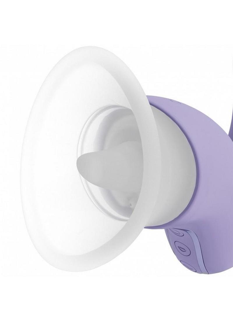 "Vive Callalily Silicone Rechargeable Triple Motor G-Spot Tap, Vulva, Breast Suction and Tongue Vibrator"