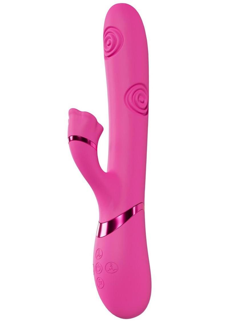 Vive Fiore Silicone Rechargeable Triple Motor G-Spot Air Wave Vibrating and Tapping Flared Clit Stimulator