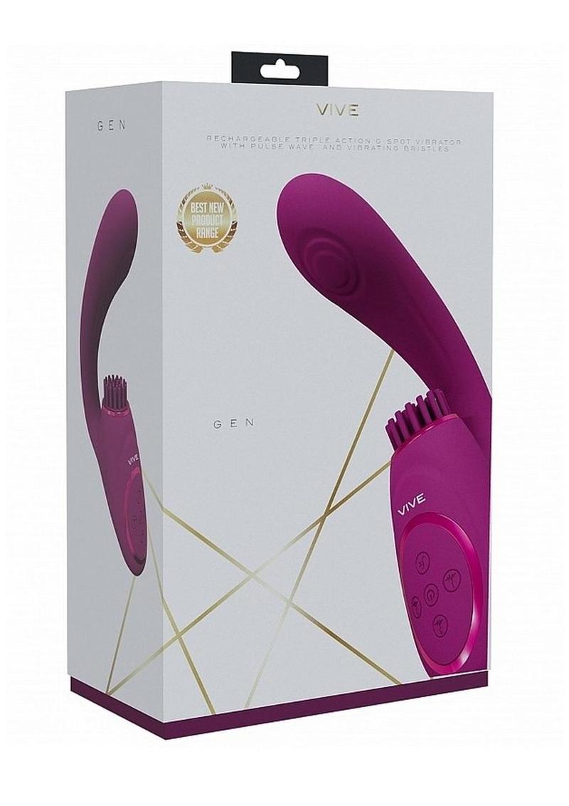 Vive Gen Rechargeable Silicone Triple Motor G-Spot Vibrator with Pulse Wave