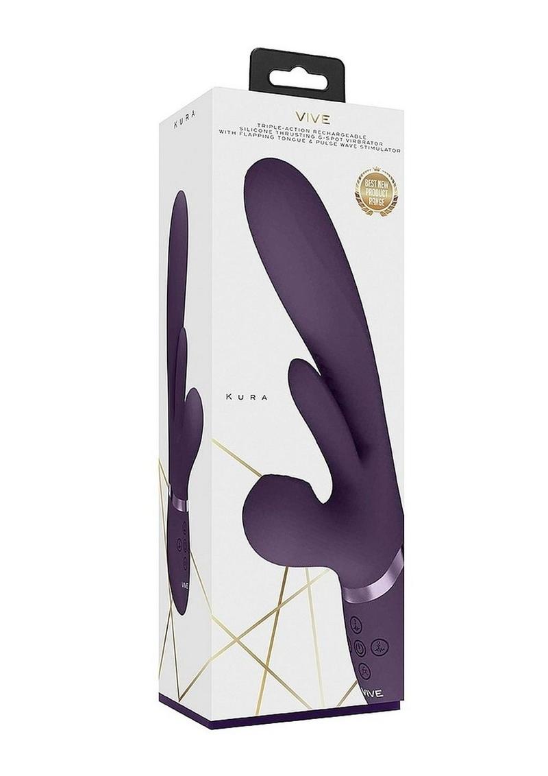 Vive Kura Rechargeable Silicone Triple Motor Thrusting G-Spot with Flapper and Air Wave Clit Stimulation Vibrator