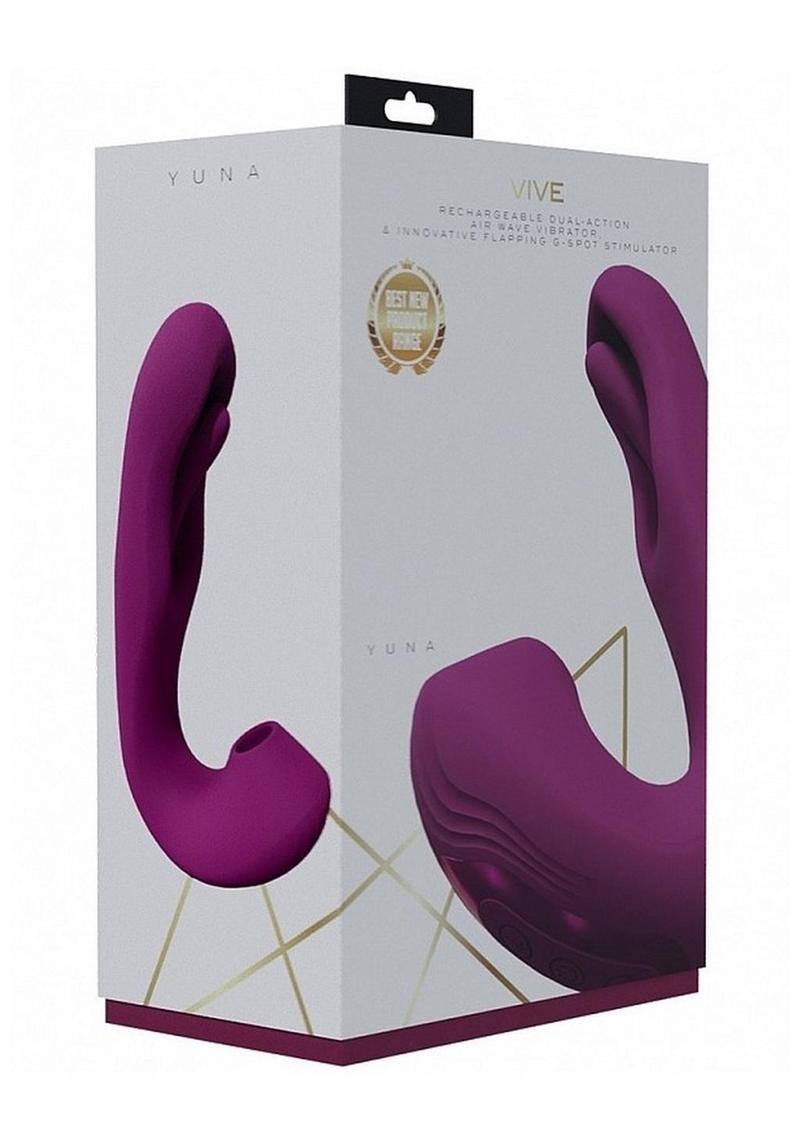 Vive Yuna Rechargeable Silicone Triple Motor Air Wave Vibrator with G-Spot Flapping Stimulation Vibrator