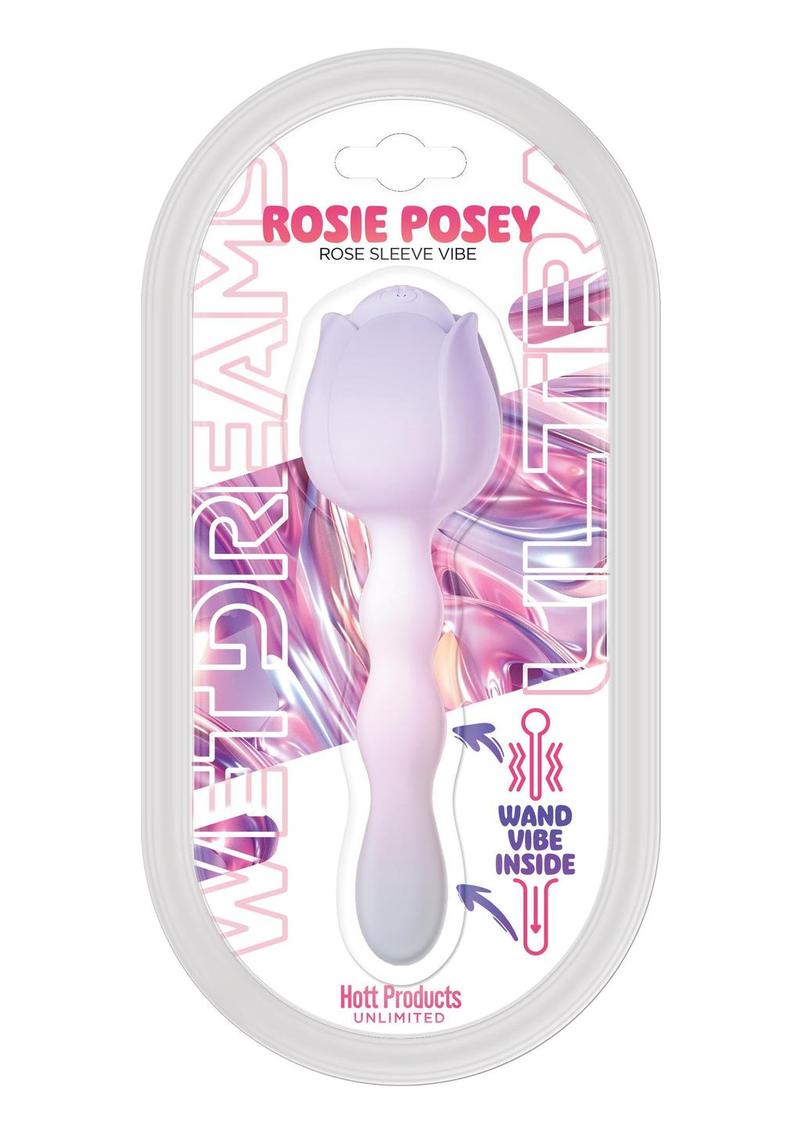 Wet Dreams Rosie Posey Silicone Rechargeable Rose Shaped Vibrating Wand