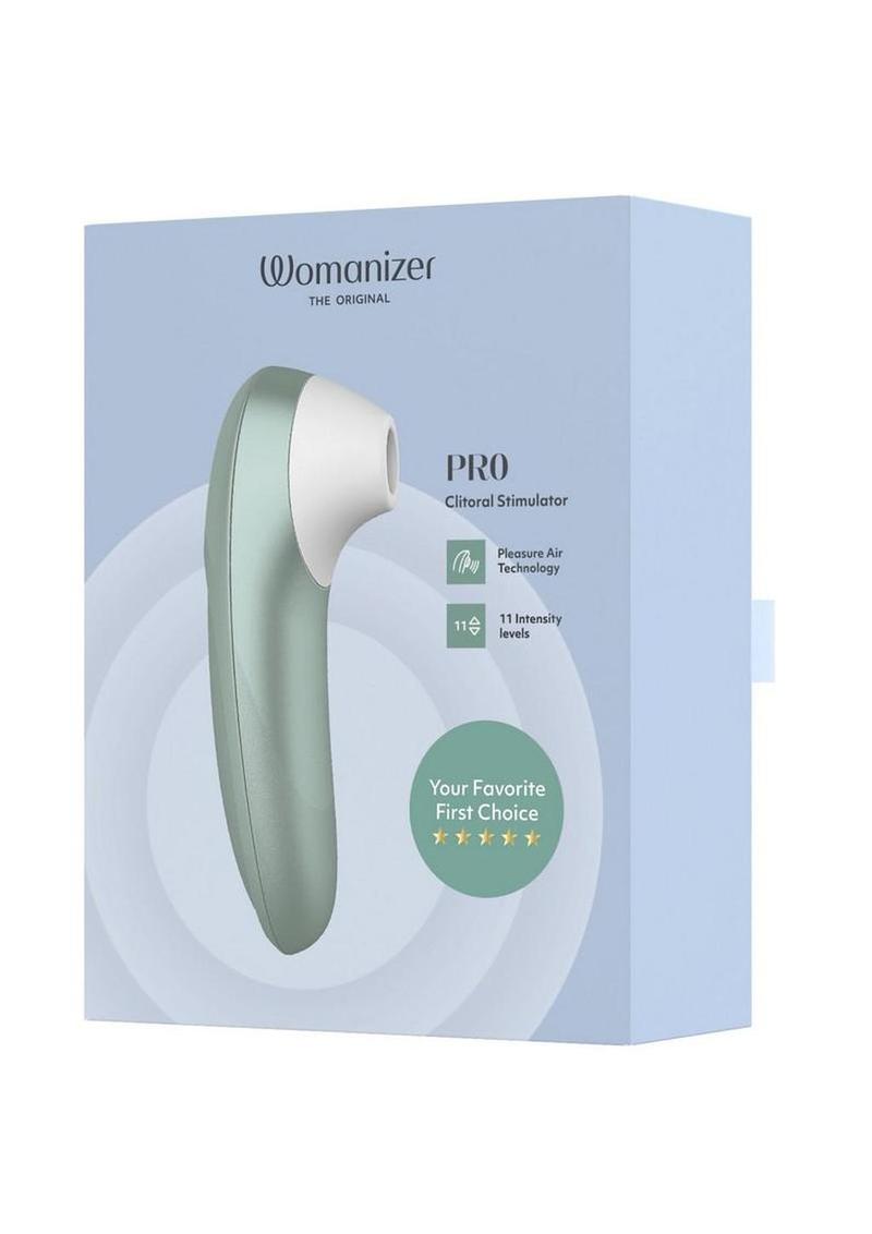 Womanizer Pleasure Air Pro Rechargeable Silicone Air Pulse Clitoral Vibrator - Sage