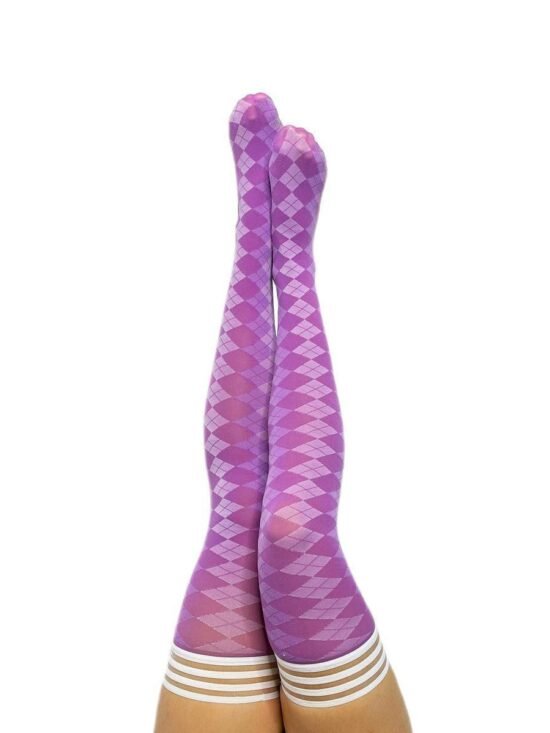 Kixies Golf Collection Par 4 Argyle Thigh Highs Purple