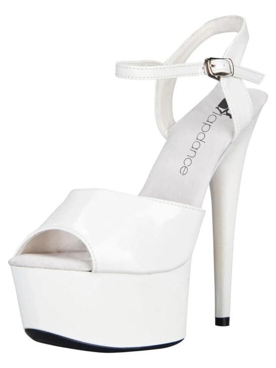 LapDance Shoes 6" Heel White Platform Sandal with Strap