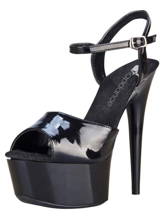 LapDance Shoes 6" Heel Black Platform Sandal with Strap