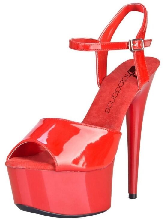 LapDance Shoes 6" Heel Red Platform Sandal with Strap