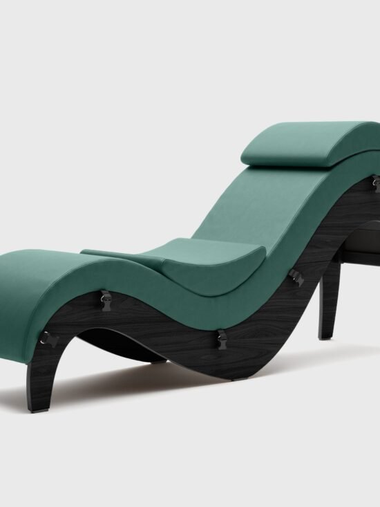 Liberator Supervio Premier Ultraleather Sex Chaise with Black Oak Frame and Cuff Kit