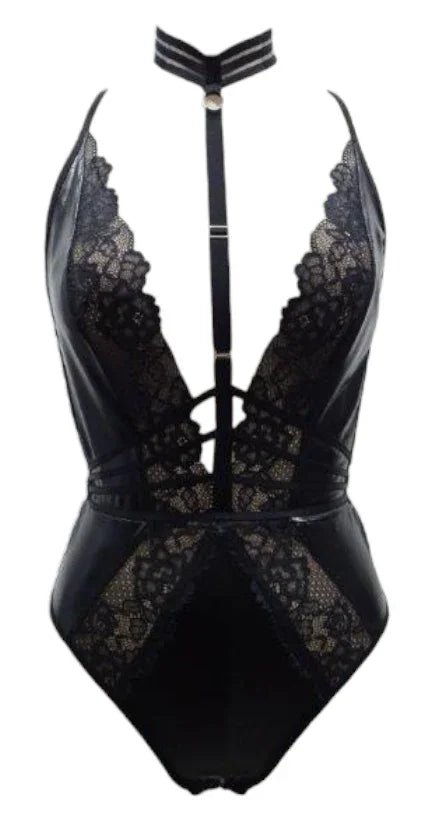 Escante Harness Wet Look Teddy Black