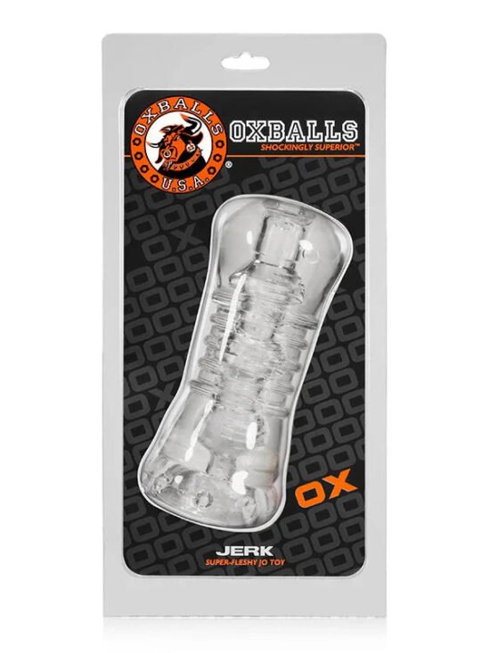 OxBalls Jerk Ribbed Closed End Male Stroker Clear