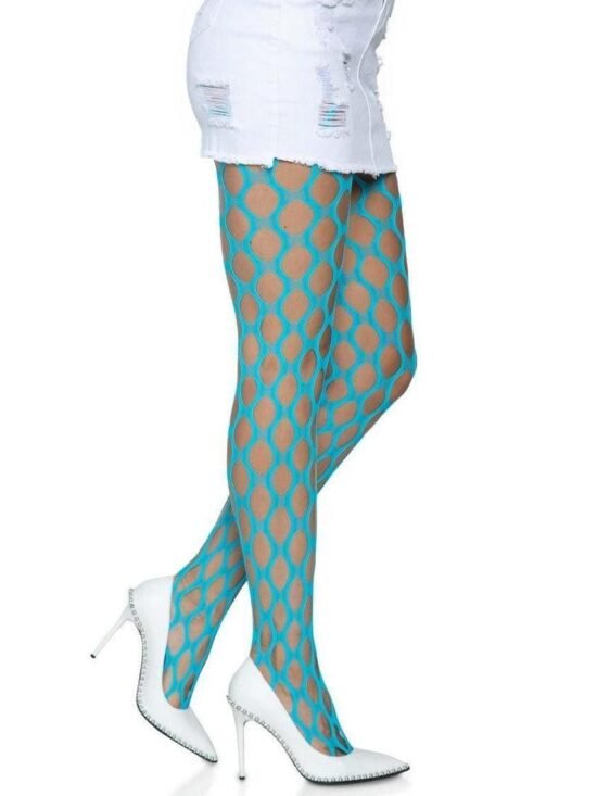 Leg Avenue Jumbo Pothole Net Tights Neon Blue