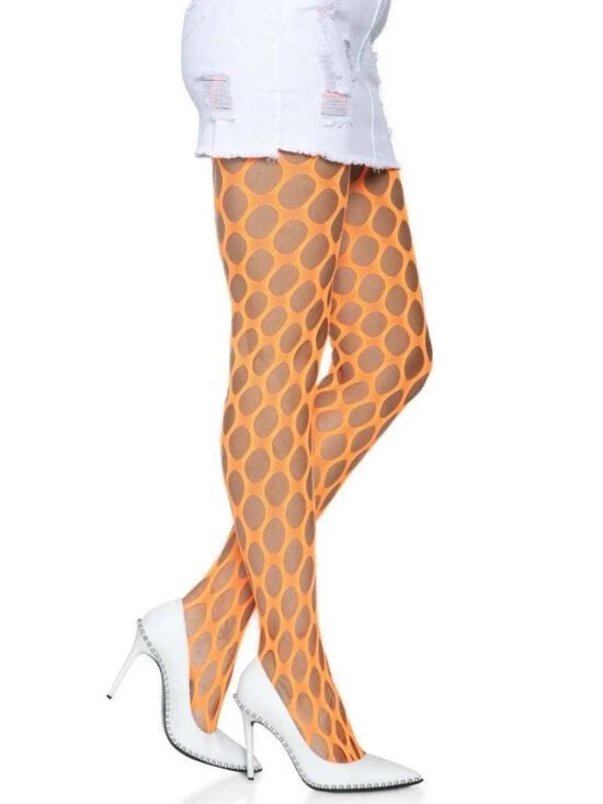 Leg Avenue Jumbo Pothole Net Tights Neon Orange