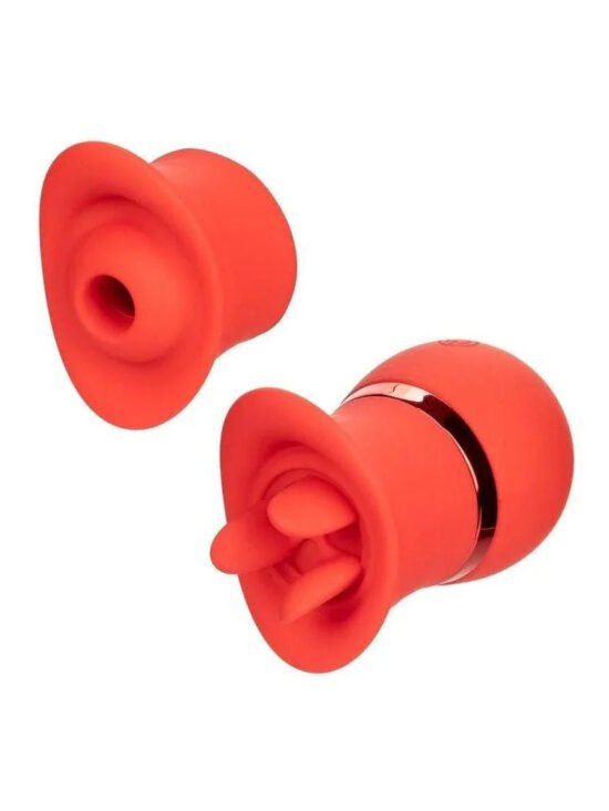 French Kiss Suck & Play Rechargeable Silicone Interchangeable Clit Stimulator Set Red