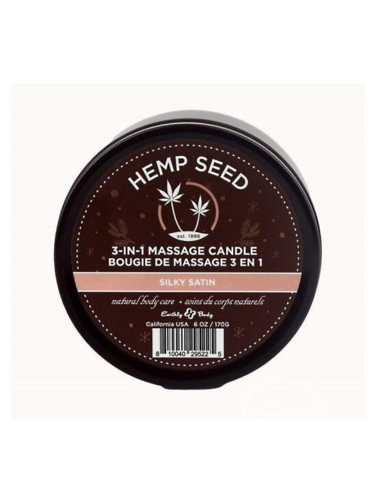 Earthly Body Hemp Seed 3 In 1 Massage Candle Silky Satin 6 oz