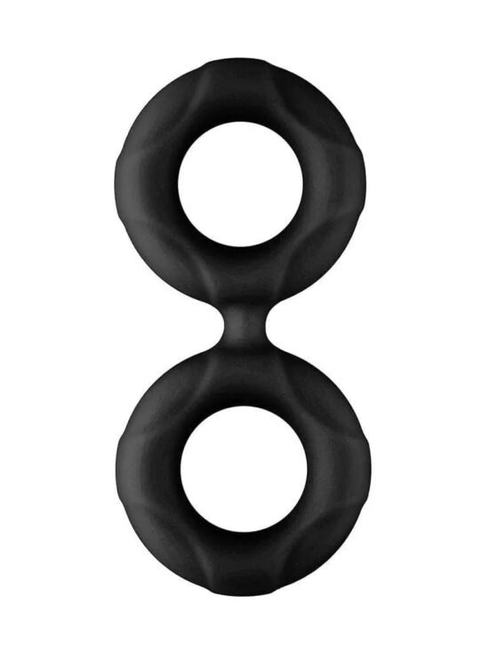 Forto F-81 Double Penis and Scrotum Ring Liquid Silicone Black