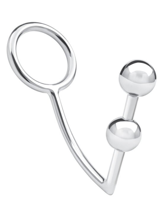 Blue Line 2 Bead Stainless Steel Anal Hook & Penis Ring