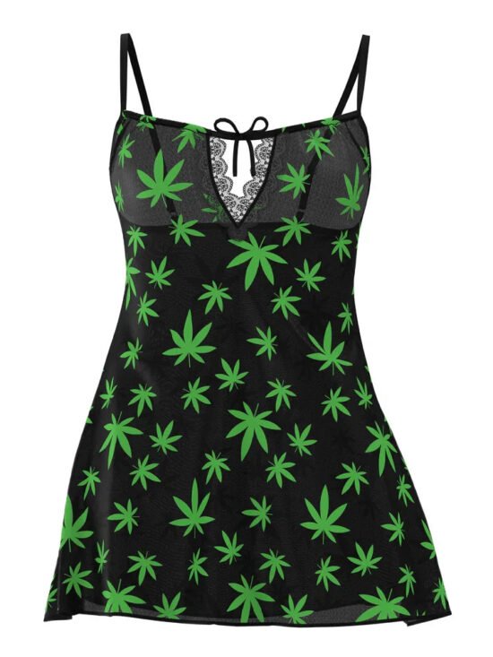 Magic Silk Hazy Dayz Dress & G-String Set Leaf Green