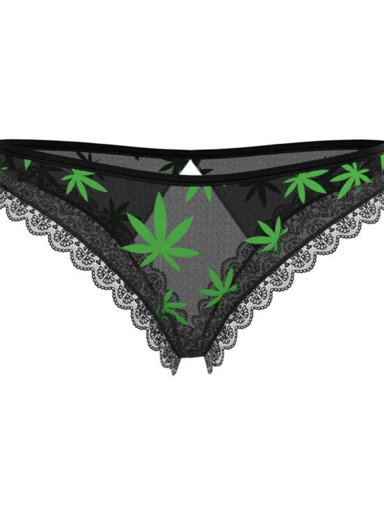 Magic Silk Hazy Dayz Crotchless Panty with Open Back Leaf Green