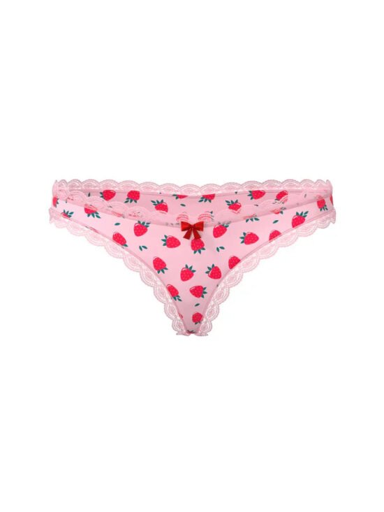 Magic Silk Sweet Treats Crotchless Thong with Lube Strawberry