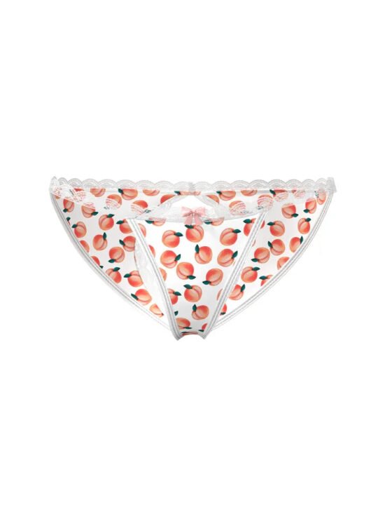 Magic Silk Sweet Treats Split Back & Crotchless Panty with Lube Peach
